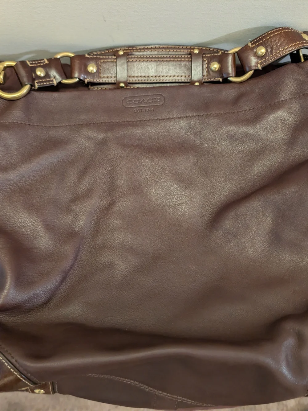 Coach Carly Brown Leather Boho Bag!